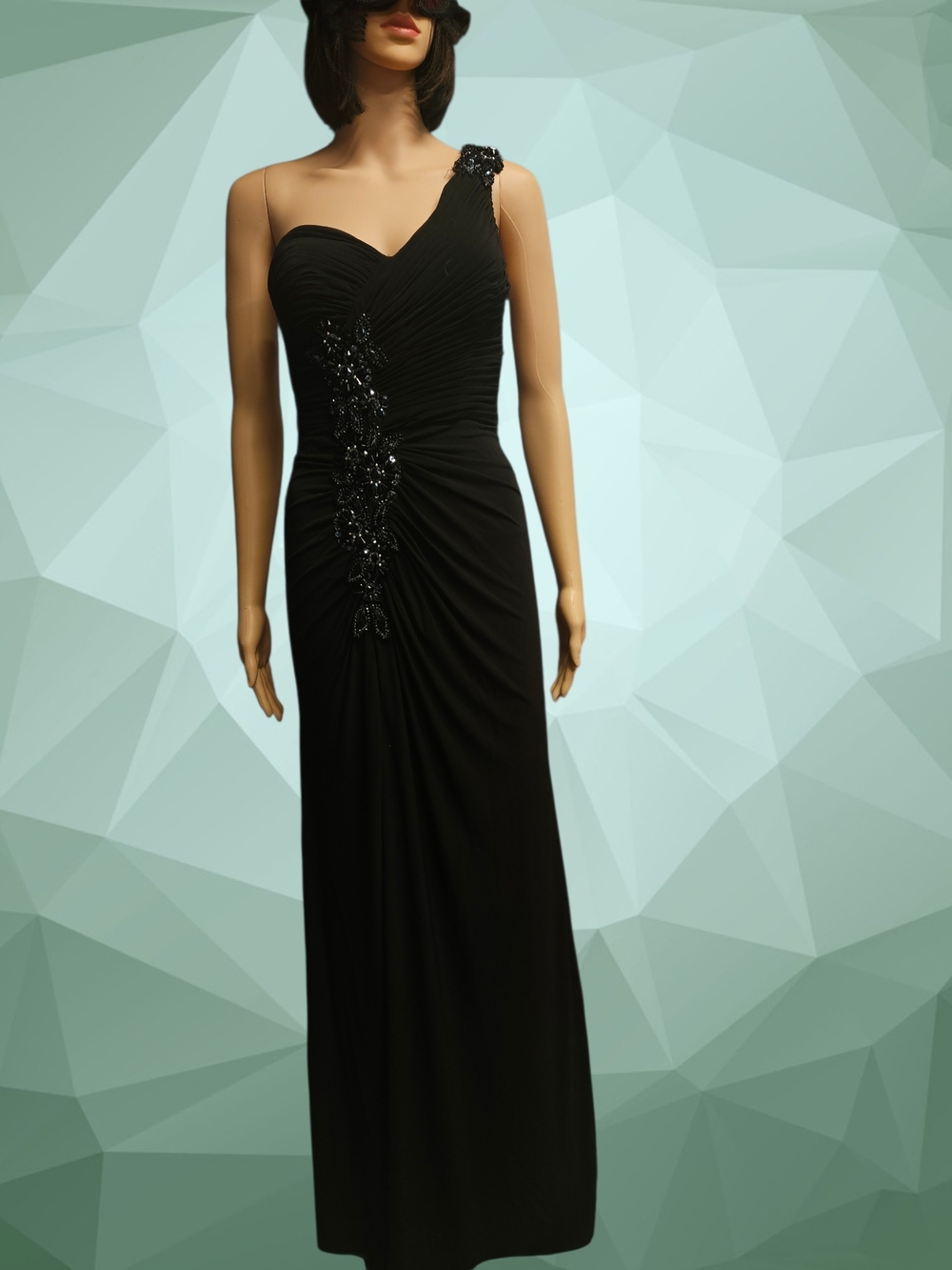Elegant One-Shoulder Black Evening Gown